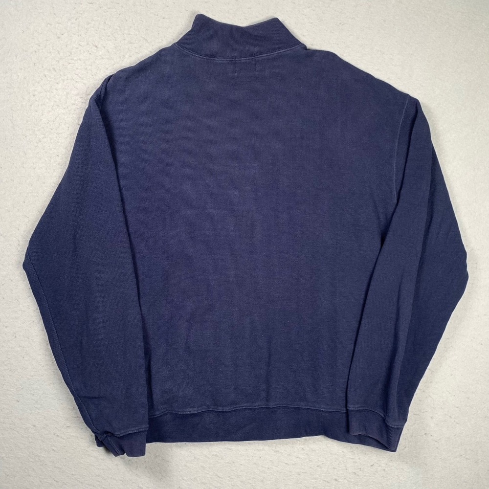 Vintage Old Navy Quarter Zip Pullover Mens M Blue Waffle Knit Logo Sweatshirt - Picture 2 of 12